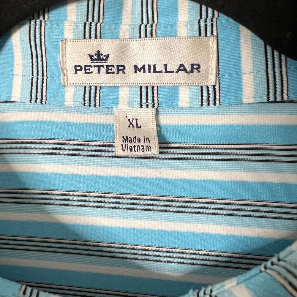 Peter Millar Men’s Blue White Striped Polo Golf Shirt‎ Size Extra Large - Picture 5 of 7